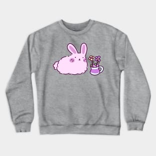 Pink Bunny with Flower Vase Crewneck Sweatshirt